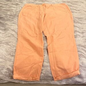 Loft Light Coral Cropped Casual Pants (size 12)